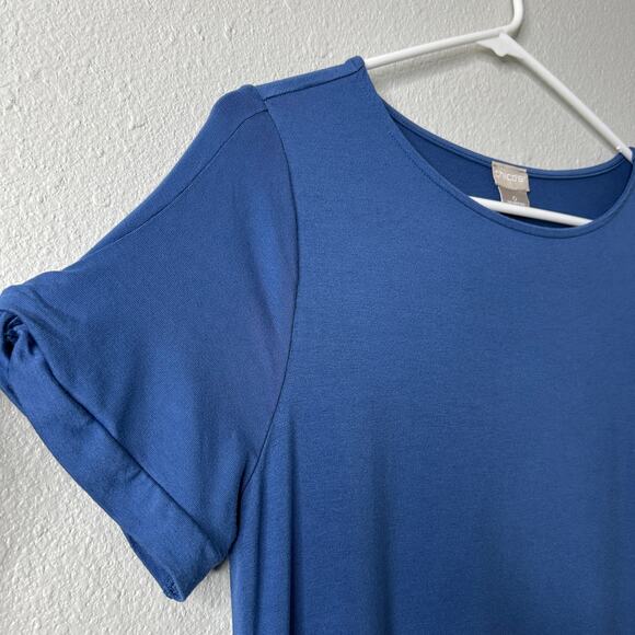 Chico's Blue Knee Length Twist Sleeve Stretch Dress Size 0 Small - Picture 5 of 8